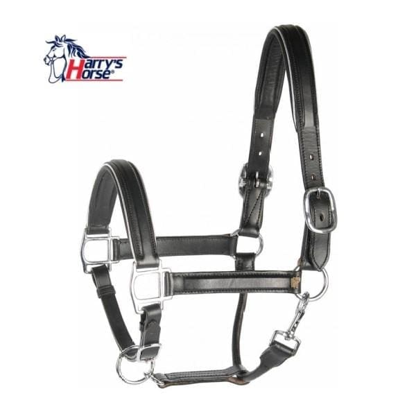 Harry's Horse Halster leder zwart met bies